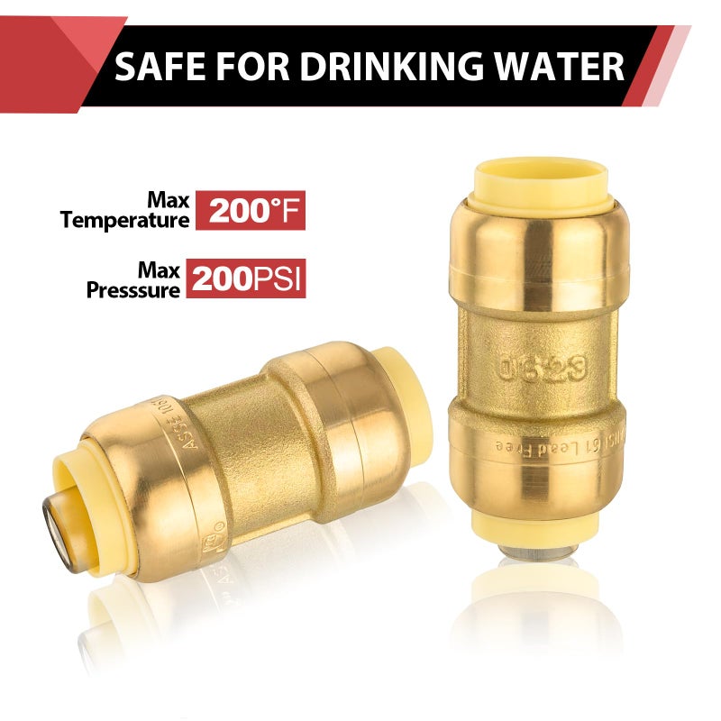 EFIELD Push-Fit Fittings 3/4 Inch Straight Coupling to Connect Pex, Copper, CPVC (Pack of 2),(PF008-2PCS) - Image 4